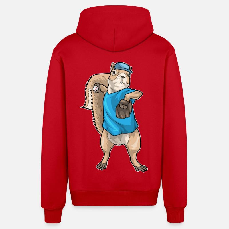 Gant de baseball Squirrel - Veste à capuche bio décontractée fabriquée en UE - rouge