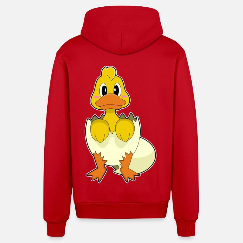 Coquille d’œuf de canard - Veste à capuche bio décontractée fabriquée en UE - rouge