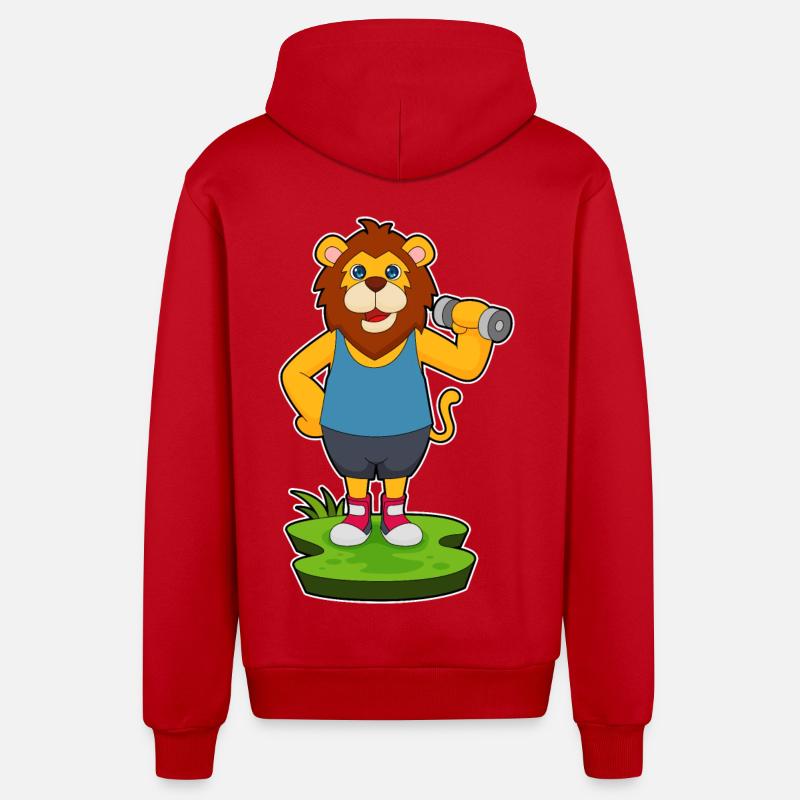 Lion Bodybuilder Haltère - Veste à capuche bio décontractée fabriquée en UE - rouge