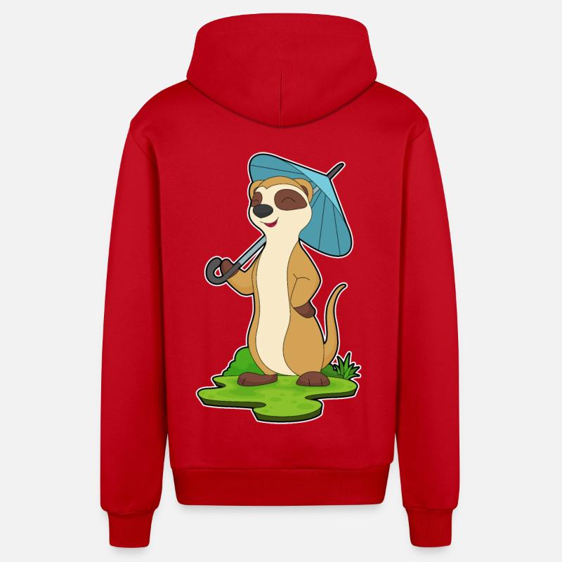 Parapluie Suricate - Veste à capuche bio décontractée fabriquée en UE - rouge