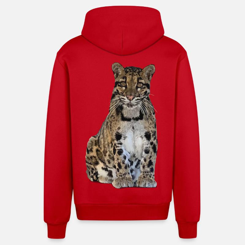 Panthère nébuleuse - Veste à capuche bio décontractée fabriquée en UE - rouge