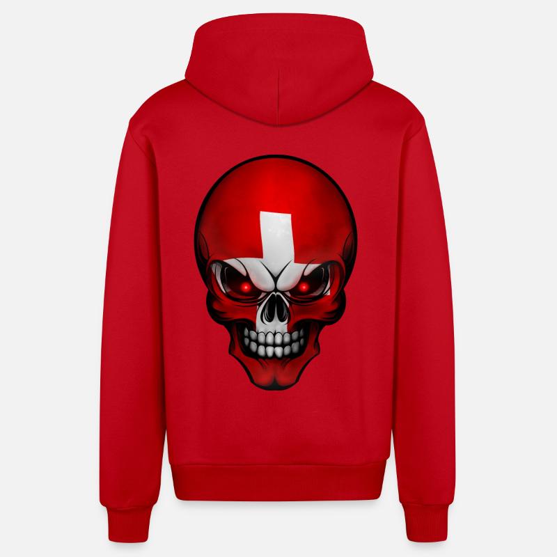 Crâne Suisse conçoit Allround - Veste à capuche bio décontractée fabriquée en UE - rouge