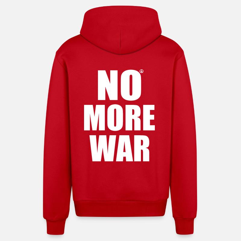 No more war - Veste à capuche bio décontractée fabriquée en UE - rouge