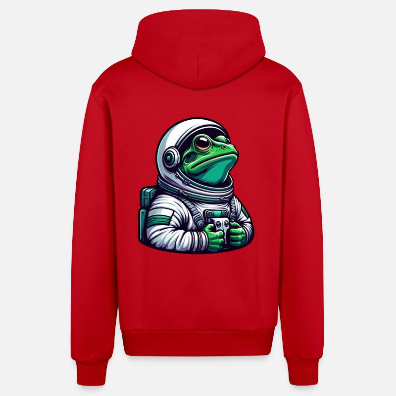 Grenouille astronaute dans l’espace - Veste à capuche bio décontractée fabriquée en UE - rouge