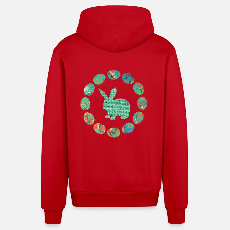 hase im eierkranz e 4 - Organic Relaxed Kapuzenjacke Made in EU - Rot