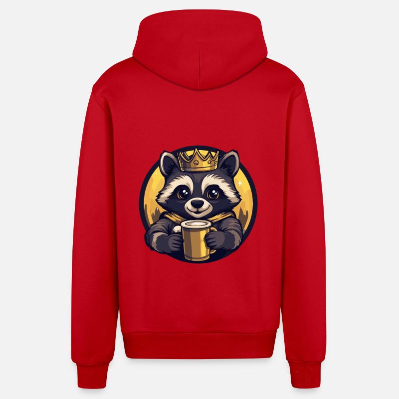Waschbär Bier - Organic Relaxed Kapuzenjacke Made in EU - Rot