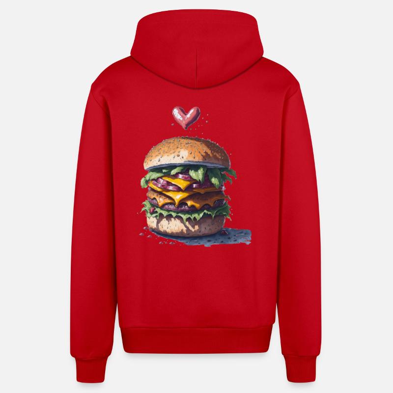 Burger - Veste à capuche bio décontractée fabriquée en UE - rouge