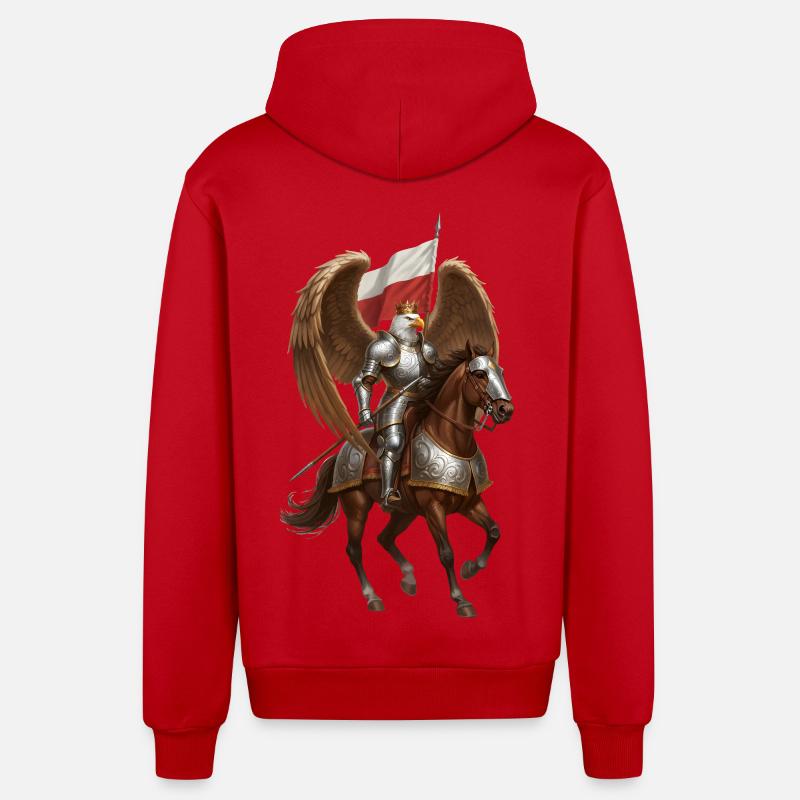 Aigle polonais cavalier de hussard ailé - Veste à capuche bio décontractée fabriquée en UE - rouge