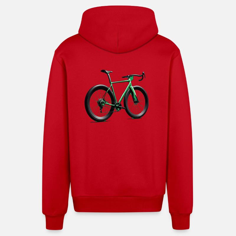 Vélo de route style néon vert - Veste à capuche bio décontractée fabriquée en UE - rouge