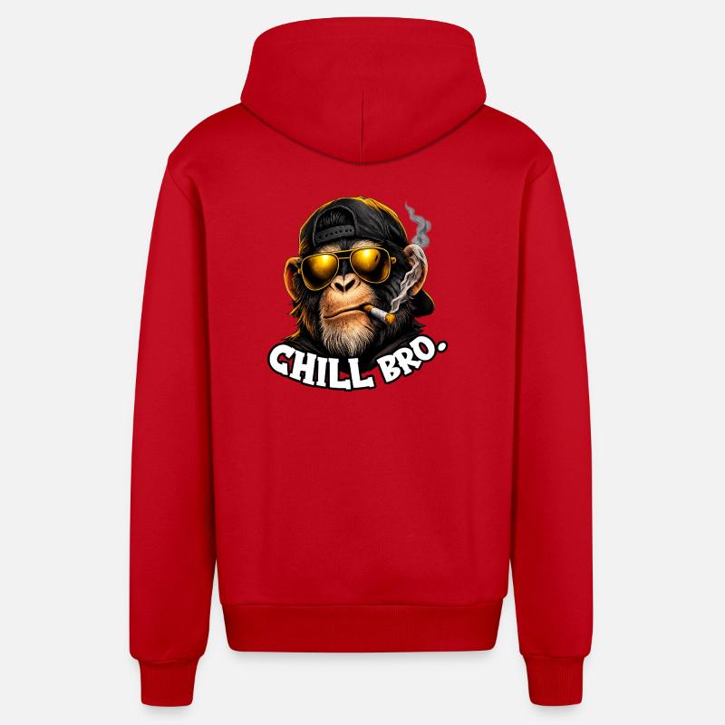 Chimpanzé Cool Bro - Veste à capuche bio décontractée fabriquée en UE - rouge