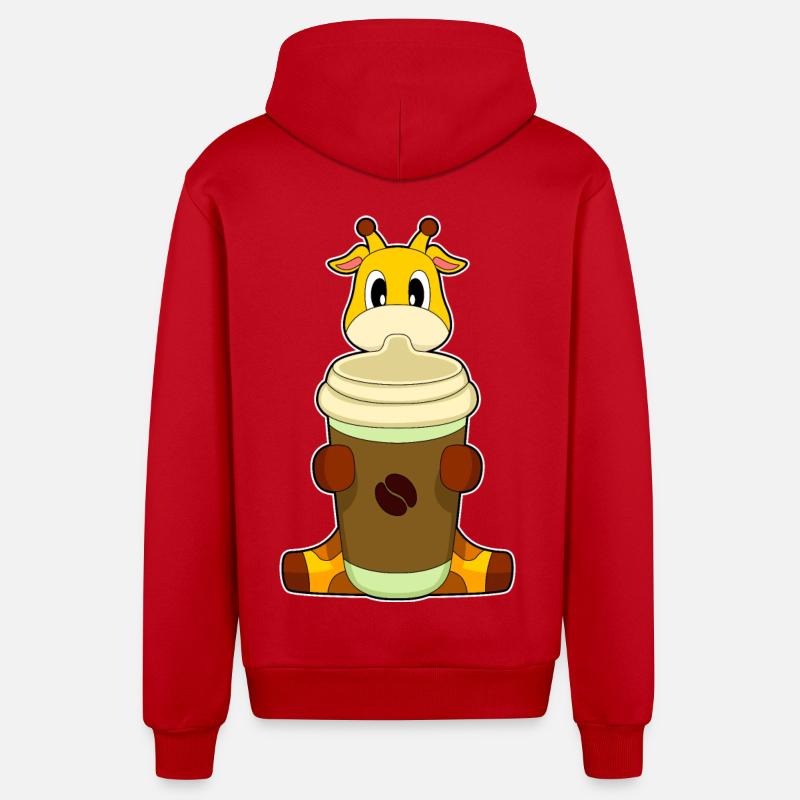 Café girafe à emporter - Veste à capuche bio décontractée fabriquée en UE - rouge