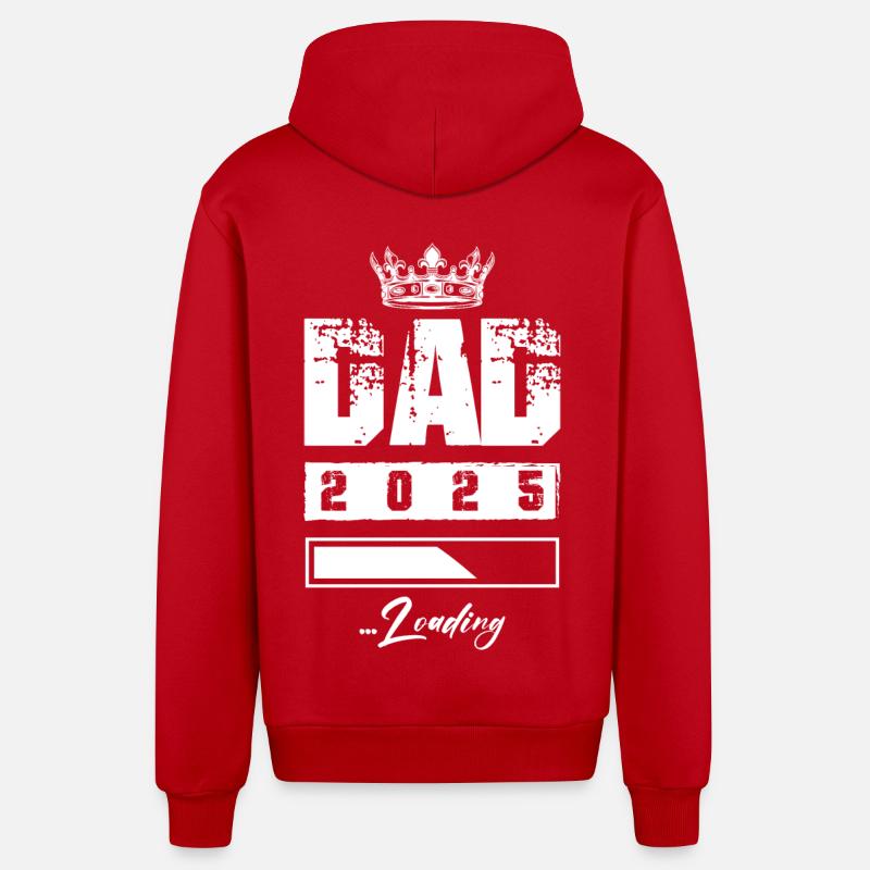 Dad 2025 Loading Papa - Organic Relaxed Hooded Jacket Made in EU - red