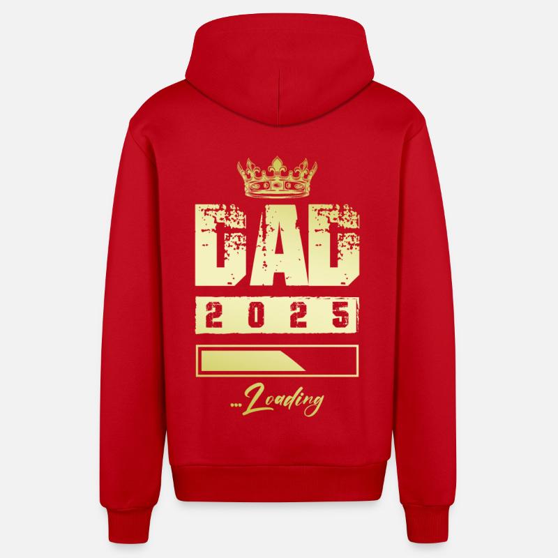 Dad 2025 Loading Papa - Organic Relaxed Hooded Jacket Made in EU - red