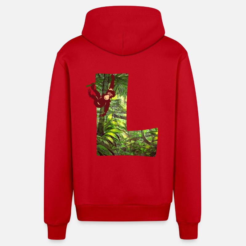 jungle avec affe l - Veste à capuche bio décontractée fabriquée en UE - rouge