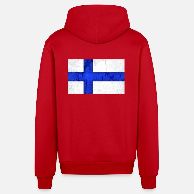 Finnland Flagge - Organic Relaxed Kapuzenjacke Made in EU - Rot