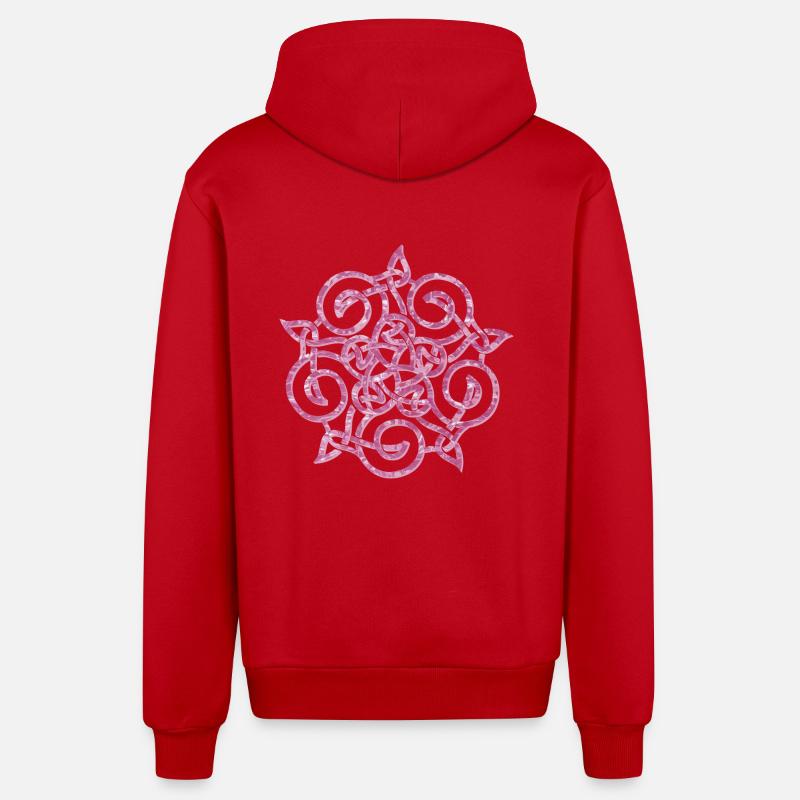 noeud celtique 20 e 60 - Veste à capuche bio décontractée fabriquée en UE - rouge
