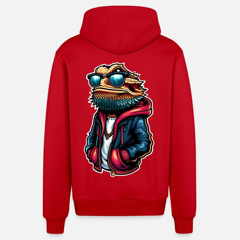 Dragons barbus - Veste à capuche bio décontractée fabriquée en UE - rouge