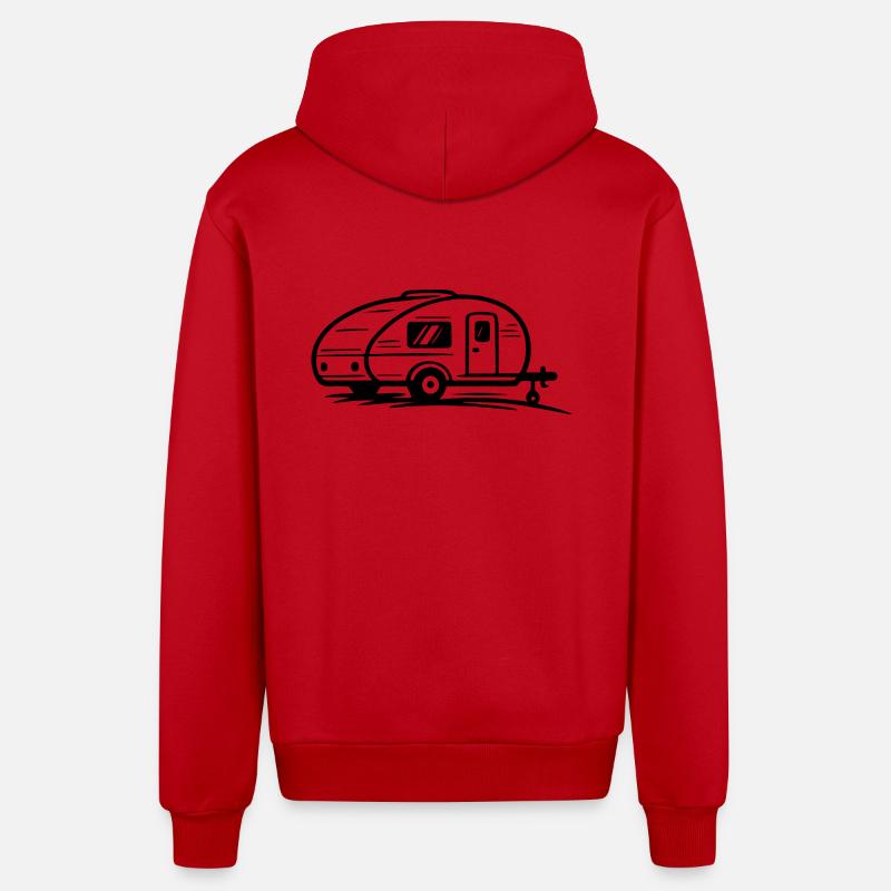 Remorque de camping - Veste à capuche bio décontractée fabriquée en UE - rouge