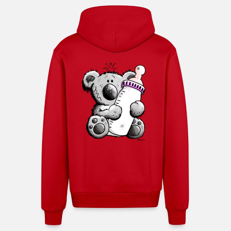 Bébé koala - Veste à capuche bio décontractée fabriquée en UE - rouge