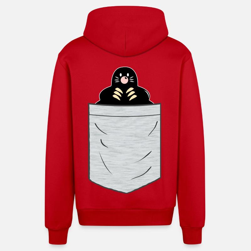 Poche poitrine Mole - Veste à capuche bio décontractée fabriquée en UE - rouge