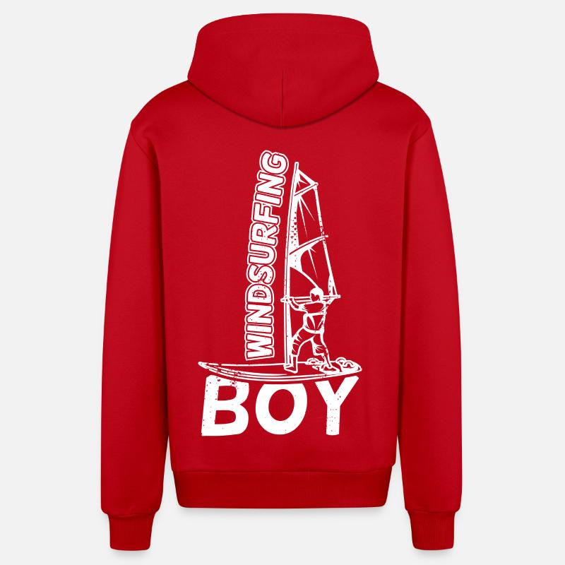 Lustiger Windsurfer Junge - Organic Relaxed Kapuzenjacke Made in EU - Rot