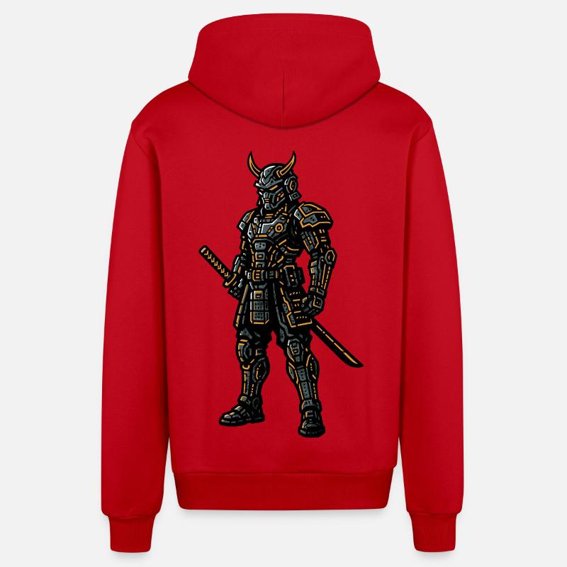 Cyberpunk Samurai - Veste à capuche bio décontractée fabriquée en UE - rouge