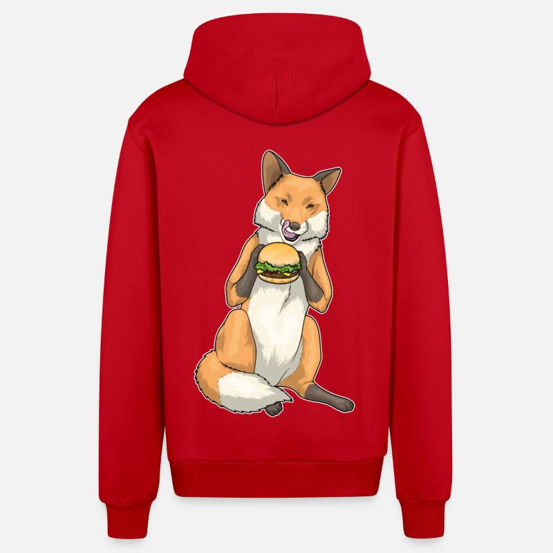 Fuchs Burger - Veste à capuche bio décontractée fabriquée en UE - rouge