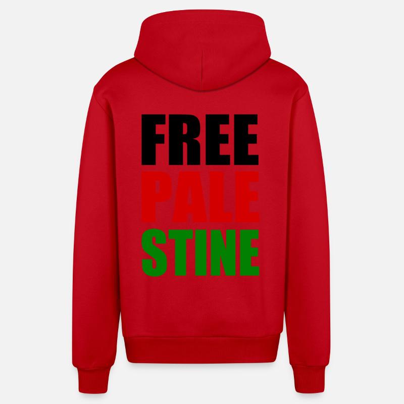 Free palestine - Veste à capuche bio décontractée fabriquée en UE - rouge