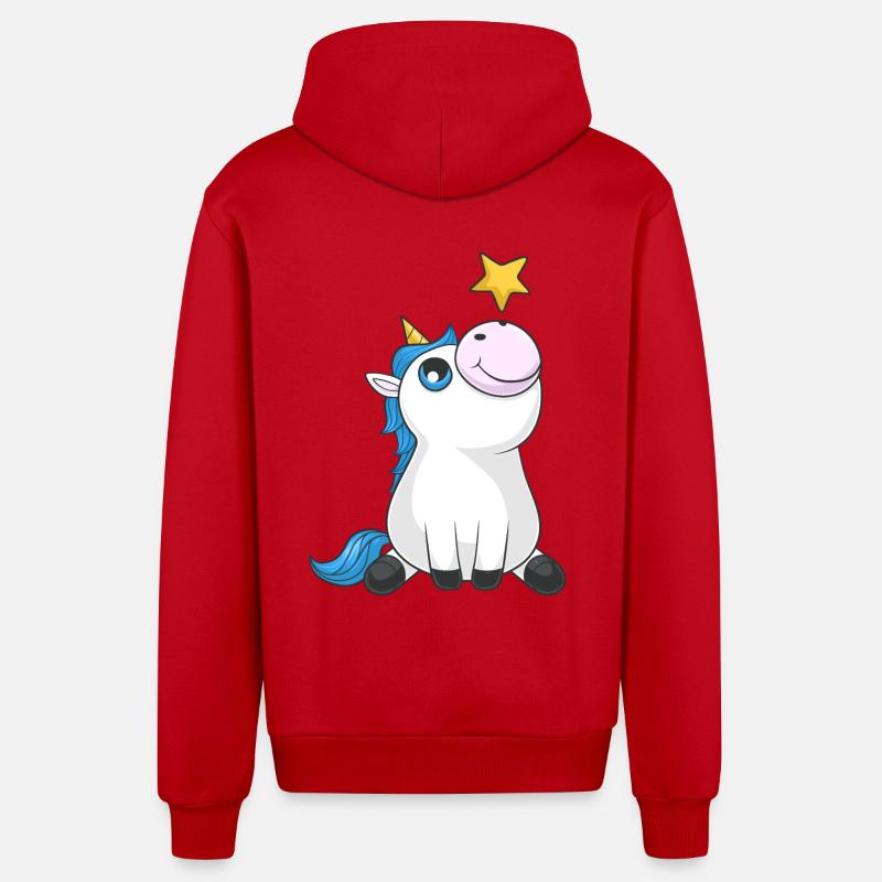 Süßes Comic Einhorn - Organic Relaxed Kapuzenjacke Made in EU - Rot