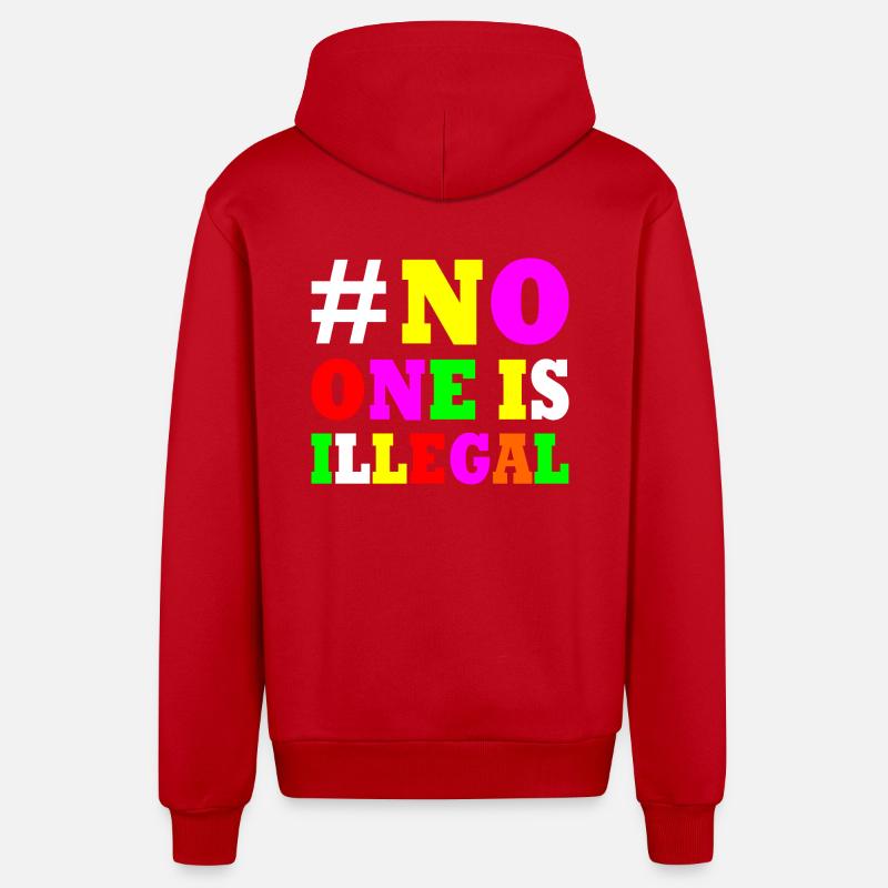 No one is illegal - Organic Relaxed Hooded Jacket Made in EU - red