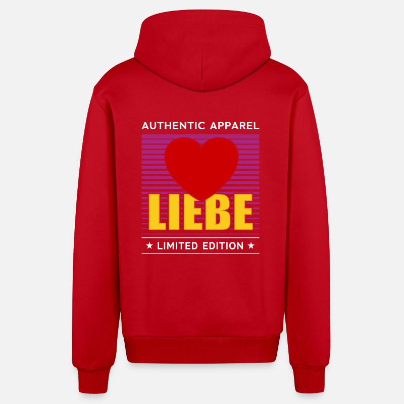 Amour - Veste à capuche bio décontractée fabriquée en UE - rouge
