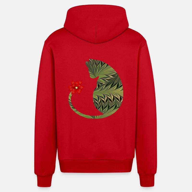chat avec fleur e 101 - Veste à capuche bio décontractée fabriquée en UE - rouge
