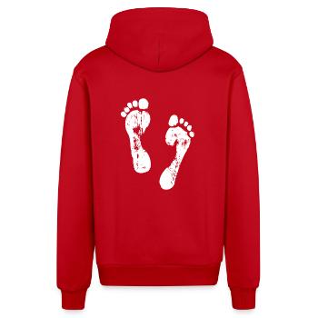 Fußabdrücke im Sand - Organic Relaxed Kapuzenjacke Made in EU - Rot - Hinten
