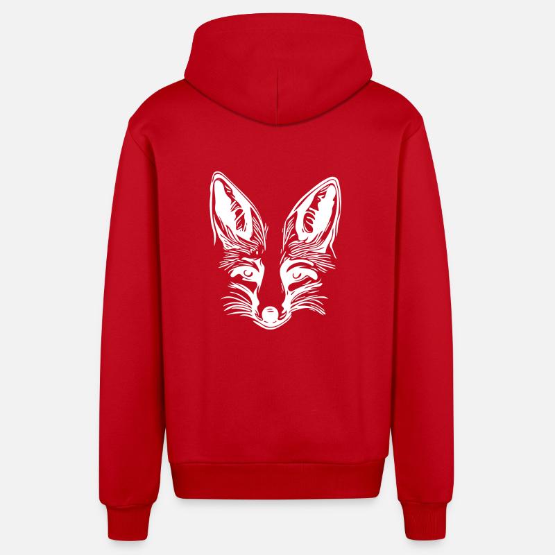 Dessin de renard mignon - Veste à capuche bio décontractée fabriquée en UE - rouge
