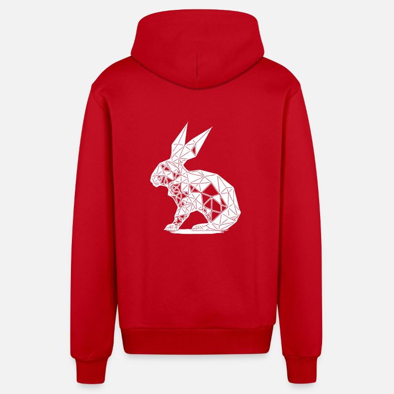 Géométrie Lapin Lignes Géométrie Lapin - Veste à capuche bio décontractée fabriquée en UE - rouge