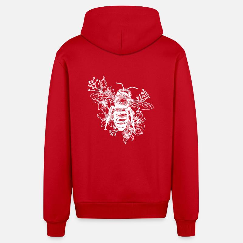 Abeille industrieuse sur une fleur - Veste à capuche bio décontractée fabriquée en UE - rouge