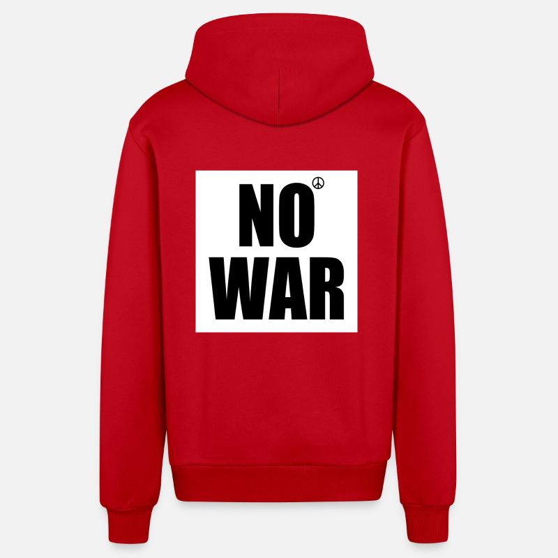 No war - Veste à capuche bio décontractée fabriquée en UE - rouge