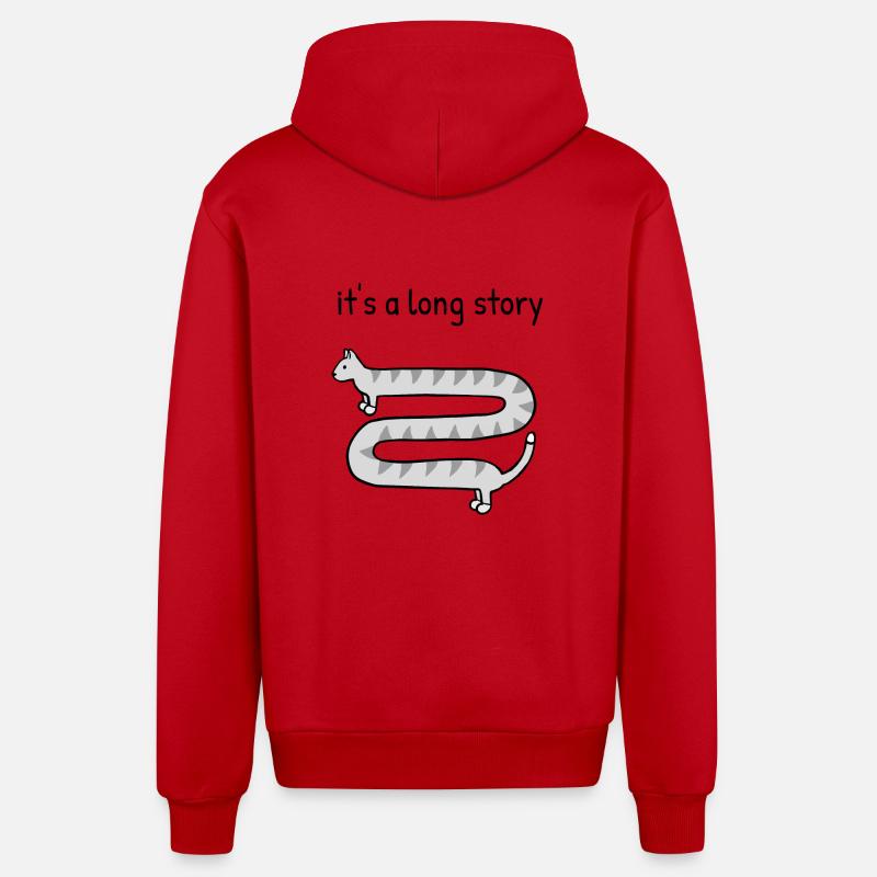C’est une longue histoire - Veste à capuche bio décontractée fabriquée en UE - rouge