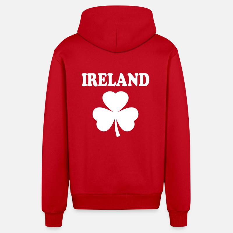 Trèfle d’Irlande - Veste à capuche bio décontractée fabriquée en UE - rouge