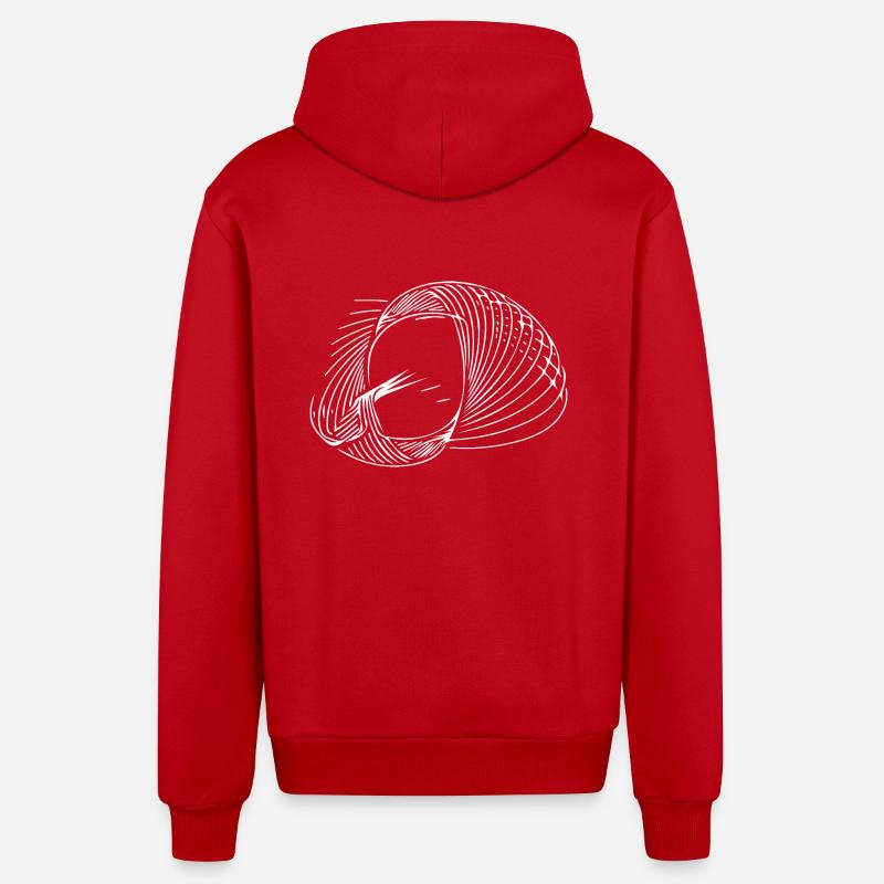 Lignes de cercle géométriques - Veste à capuche bio décontractée fabriquée en UE - rouge