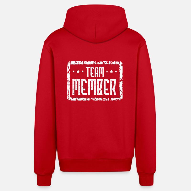 Cœur de membre de l’équipe - Veste à capuche bio décontractée fabriquée en UE - rouge