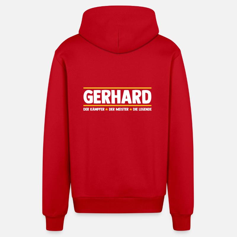 Gerhard - Veste à capuche bio décontractée fabriquée en UE - rouge