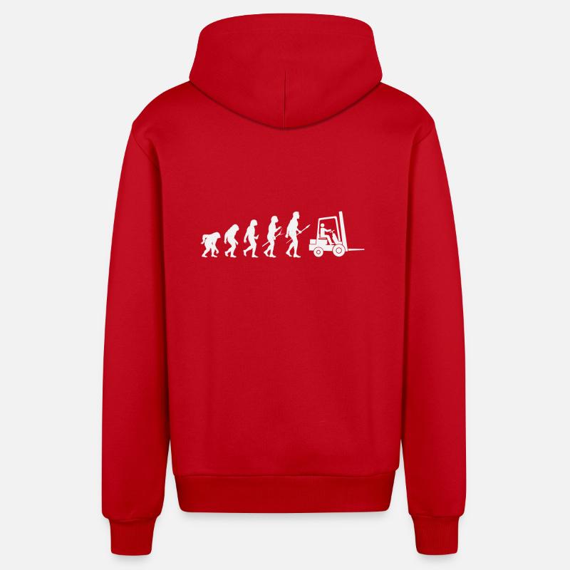 Gabelstapler-Evolution - Organic Relaxed Kapuzenjacke Made in EU - Rot