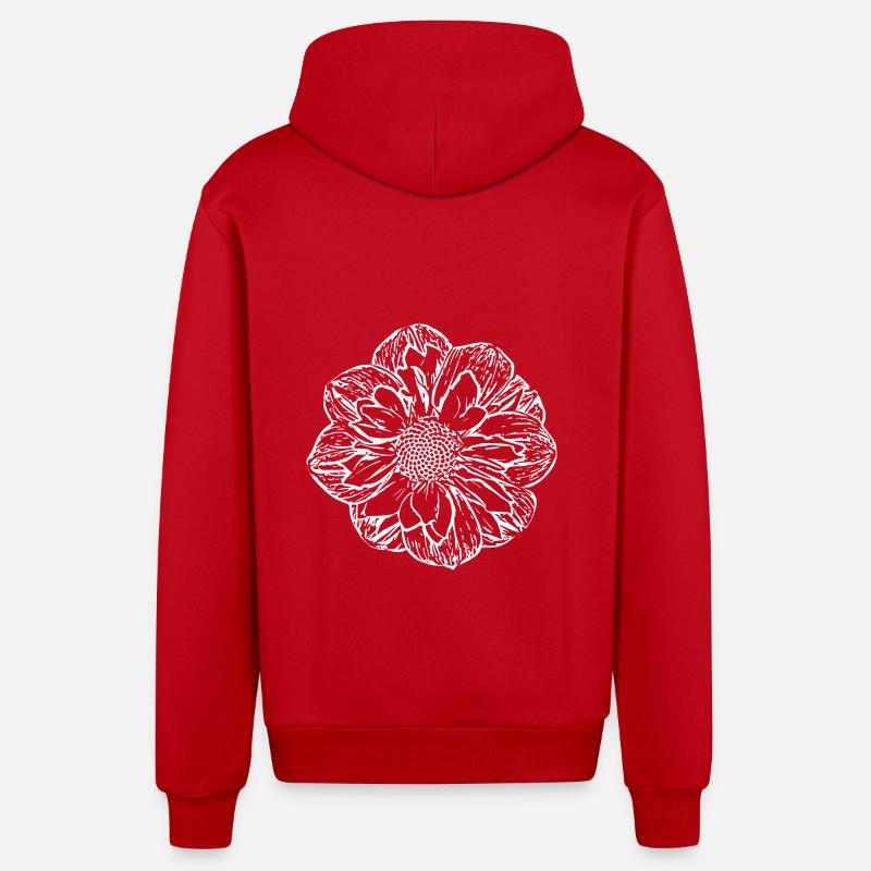 Fleur, Blanc, Fleur Blanche - Veste à capuche bio décontractée fabriquée en UE - rouge