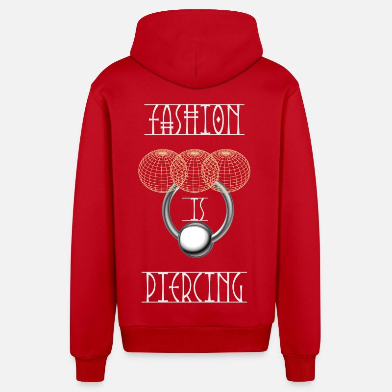 Mode ist Piercing - Organic Relaxed Kapuzenjacke Made in EU - Rot