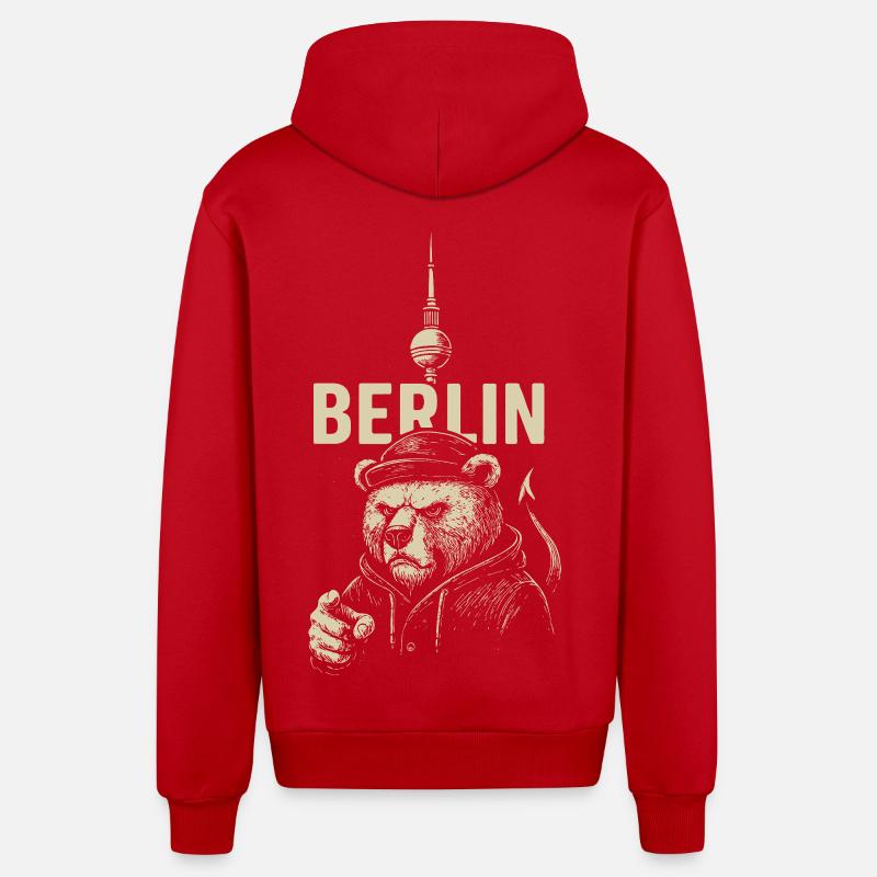 Rebelle de la capitale - Veste à capuche bio décontractée fabriquée en UE - rouge
