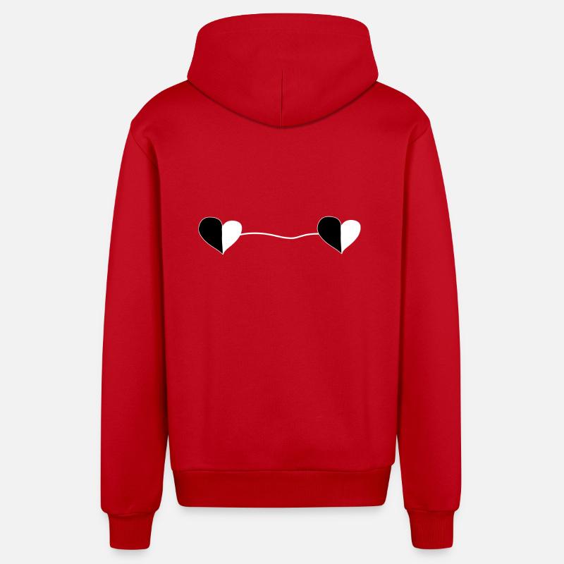 Ligne Two Hearts - Veste à capuche bio décontractée fabriquée en UE - rouge