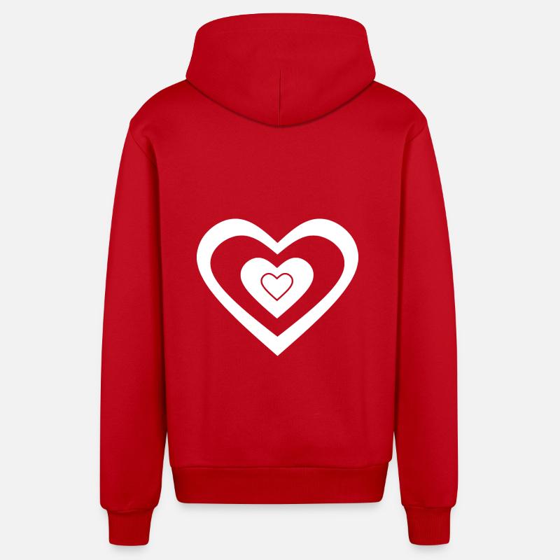 Coeur blanc Saint-Valentin - Veste à capuche bio décontractée fabriquée en UE - rouge