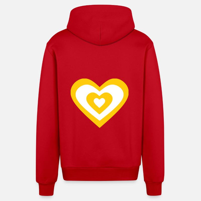 Saint Valentin Coeur Jaune - Veste à capuche bio décontractée fabriquée en UE - rouge