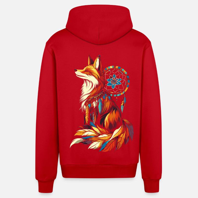 Attrape-rêves Fox - Veste à capuche bio décontractée fabriquée en UE - rouge
